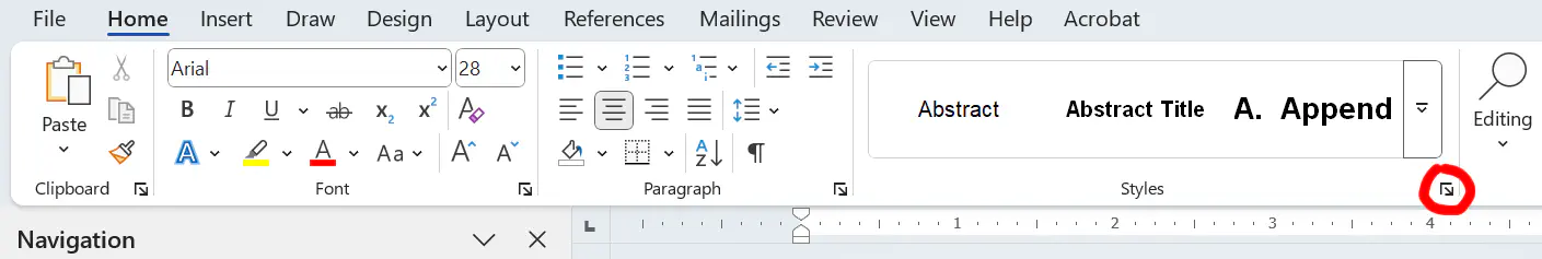 MS Word’s styles pane