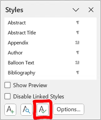 MS Word’s styles list