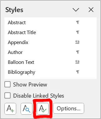 MS Word’s styles list