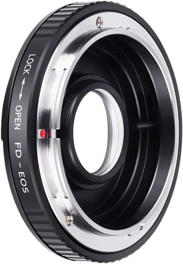 A Canon FD to EF mount adapter with an optical element. Credit K&F Concept.