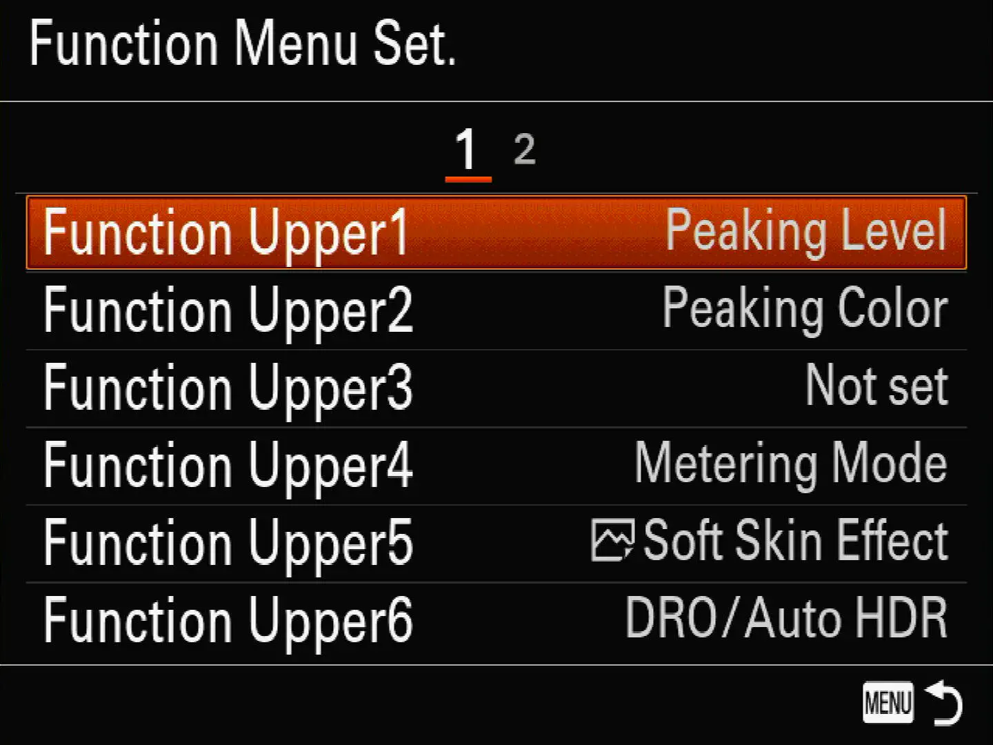 To quickly access peaking settings, add the functions “Peaking Level” and “Peaking Color”.